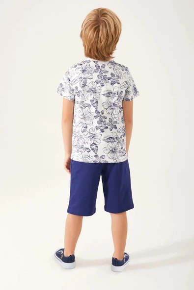 U.S. Polo Assn 1356 Garson Flowered Details Erkek Çocuk Bermuda Takım - 10