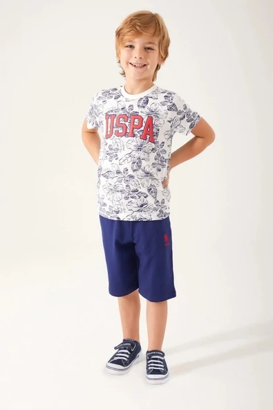 U.S. Polo Assn 1356 Garson Flowered Details Erkek Çocuk Bermuda Takım - 9