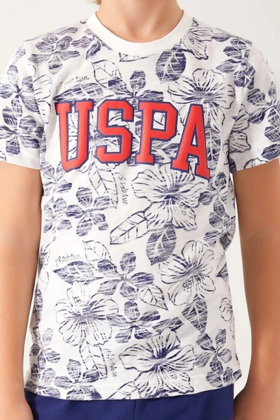 U.S. Polo Assn 1356 Garson Flowered Details Erkek Çocuk Bermuda Takım - 9