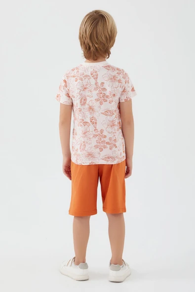 U.S. Polo Assn 1356 Garson Flowered Details Erkek Çocuk Bermuda Takım - 5