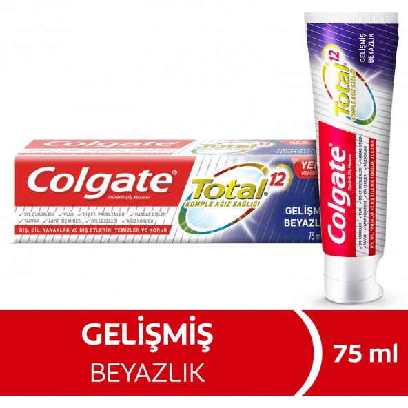 Colgate Total Gelişmiş Beyazlık Beyazlatıcı Diş Macunu 75 ml