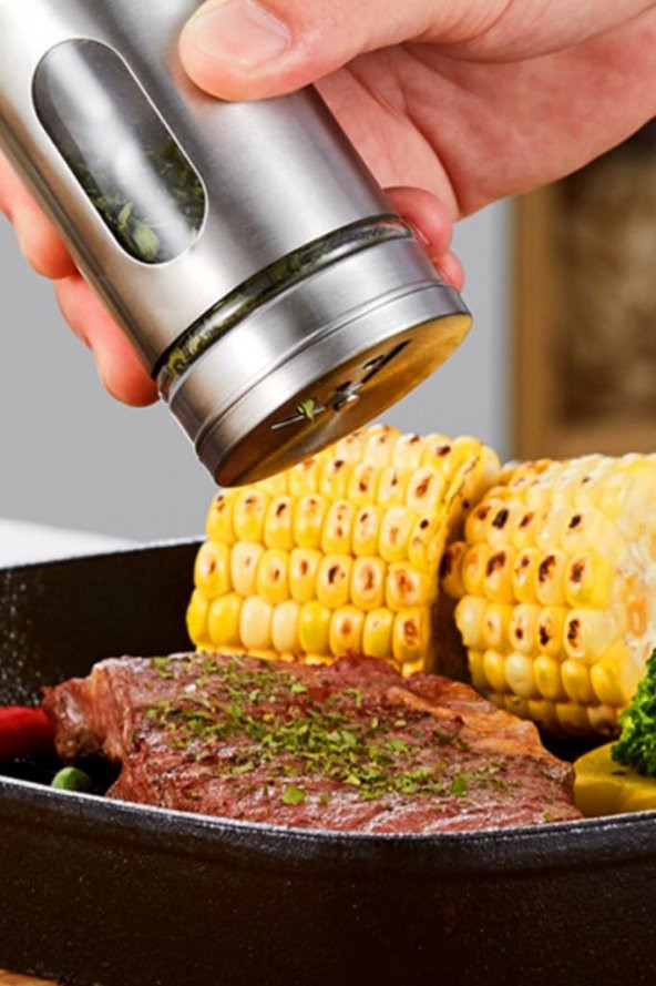 Rossel Premium Metal Kaplamalı Cam Tuz-Biber-Baharat Kabı BH-1333 - 4