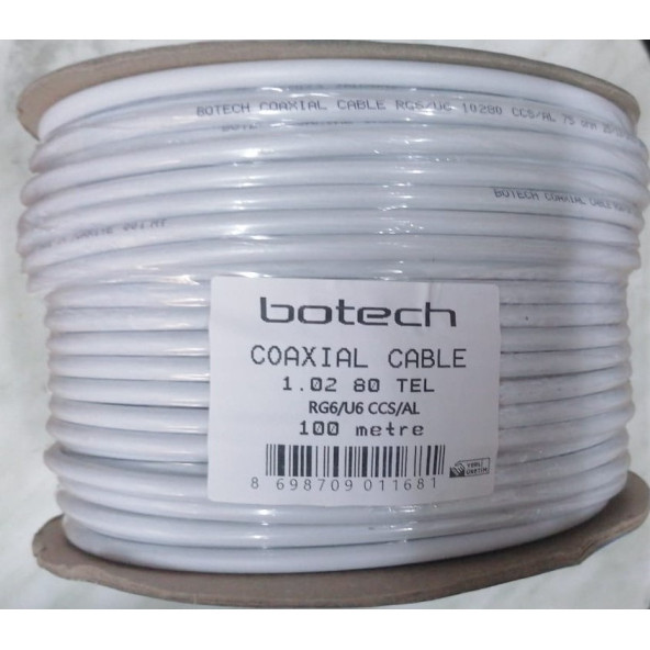 BOTECH COAXIAL CABLE RG6/U6 80 TEL 100m UYDU Anteni Kablosu - 2
