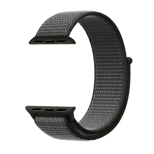 Apple Watch 38-40 Kumaş Kayış - Gri/Yeşil - 2