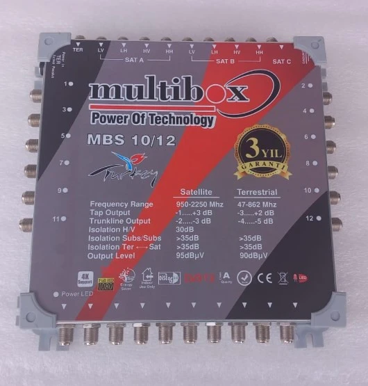 Multibox Çanak Anteni Merkezi Uydu Santrali 10/12, 12v Kaskatlı