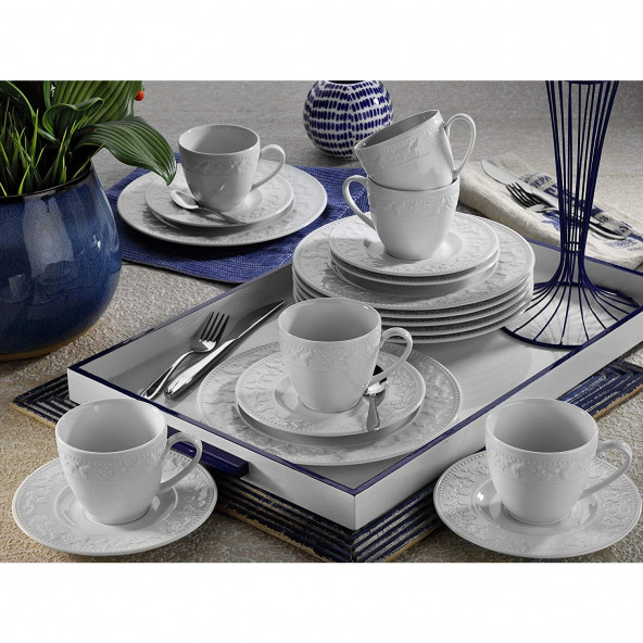 Mitterteich Silvia Kahve Servis 18 Parça Beyaz Tabak Seti - 3