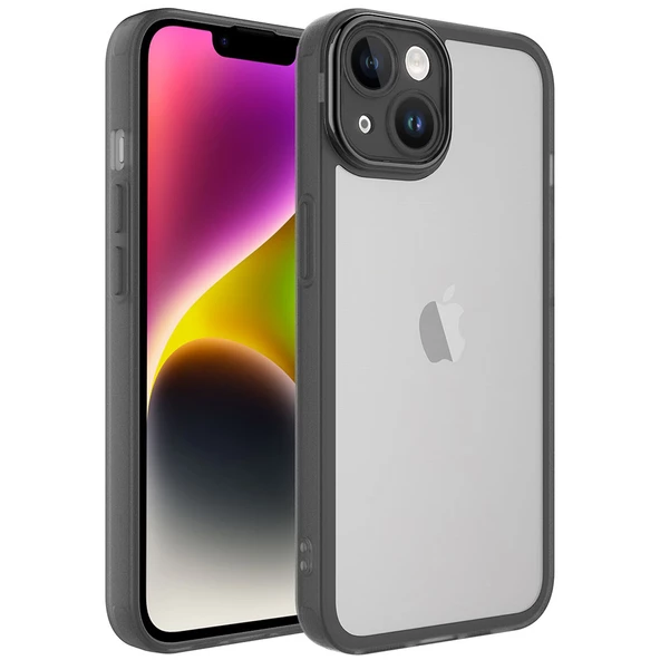 Gpack Apple iPhone 14 Plus Kılıf Post Transparan Silikon Renkli Nikelaj Tuşlu