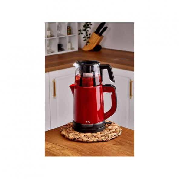 Taç TAC-7837 İlkdem 1800 W Cam Demlikli Çay Makinesi Kırmızı - 2