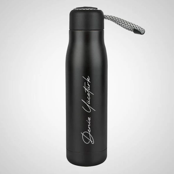 Kişiye Özel Termos Taşıma İpli Çift Katmanlı Sıcak Soğuk Muhafazalı Mug Çay Kahve Çelik Paslanmaz - 2