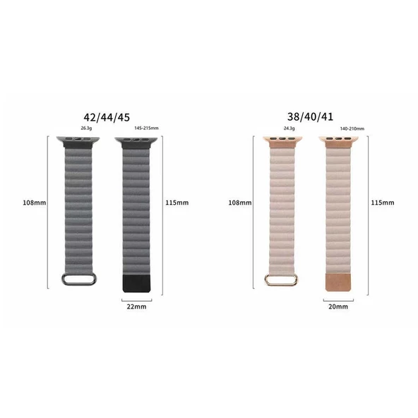 Gpack Apple Watch 6 40 mm Kordon Strap Metal Toka Pu Deri Krd78 - Resim 2