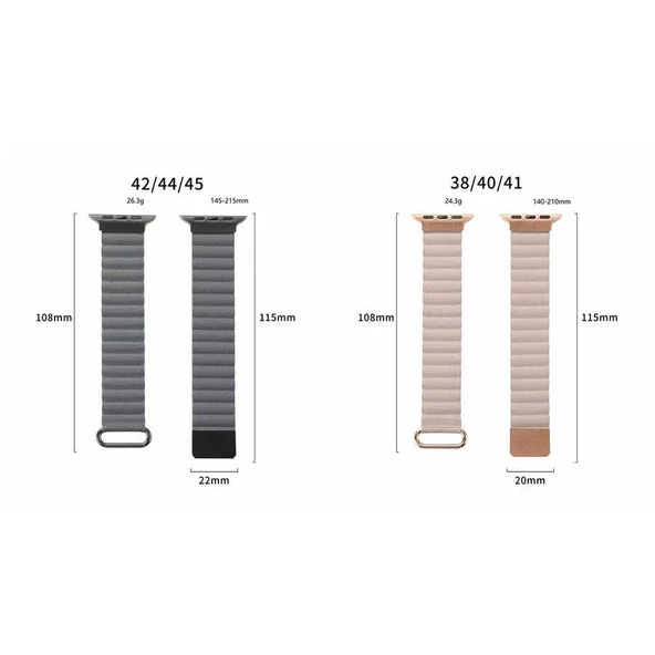 Gpack Apple Watch 7 41mm Kordon Strap Metal Toka Pu Deri Krd78 - Resim 2