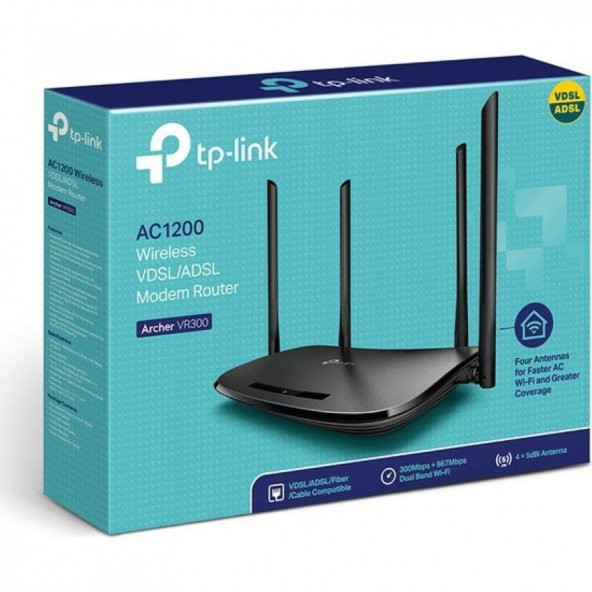 TP-Link Archer VR300 4 Port 1200 Mbps 5GHz VDSL2 Modem - Resim 3