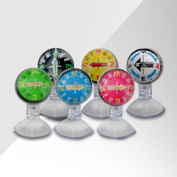 Araç Içi Vantuzlu Renkli 6lı Mini Pusula Seti Araç Işıksız Pusula - 2