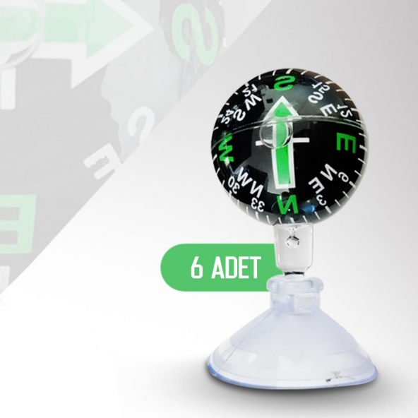 Araç Içi Vantuzlu Renkli 6lı Mini Pusula Seti Araç Işıksız Pusula - 5