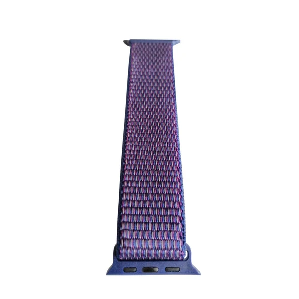 Apple Watch 42mm / 44mm Kumaş Kordon - Lacivert/Mor - Resim 3