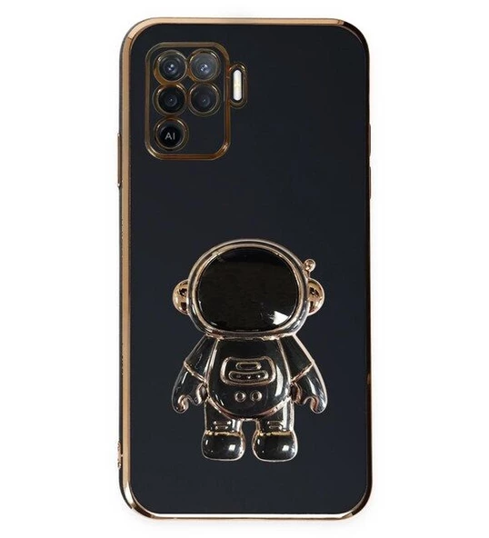 Gpack Oppo Reno 5 Lite Kılıf Kamera Korumalı Astronot Desenli Standlı Silikon