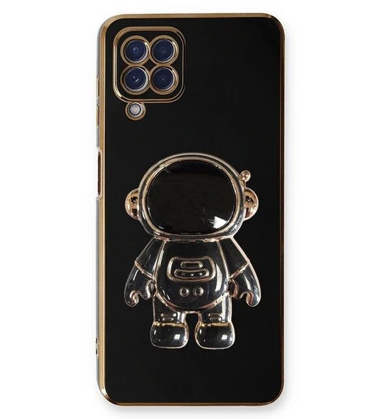 Gpack Samsung Galaxy A12 Kılıf Kamera Korumalı Astronot Desenli Standlı Silikon