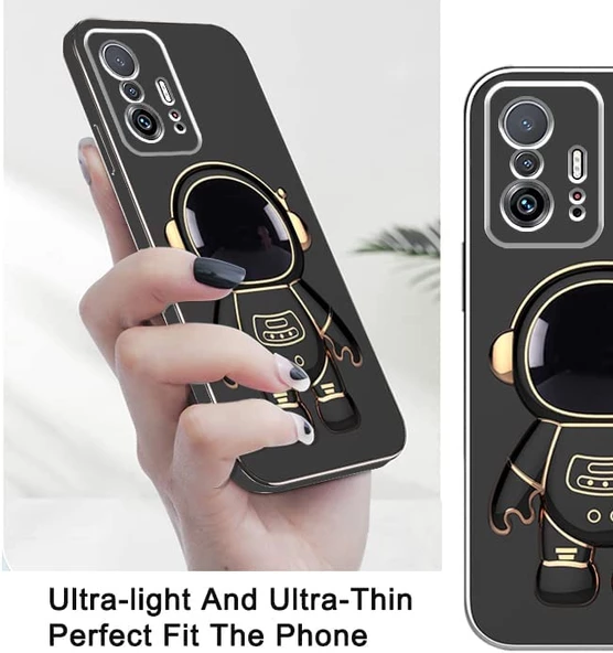 Gpack Xiaomi Mi 11T Pro 5G Kılıf Kamera Korumalı Astronot Desenli Standlı Silikon - 4