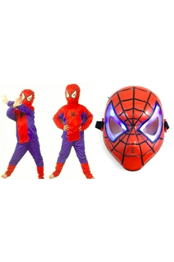 Örümcek Adam Spiderman Kostüm Işıklı Maske (BEDEN TABLOSU)