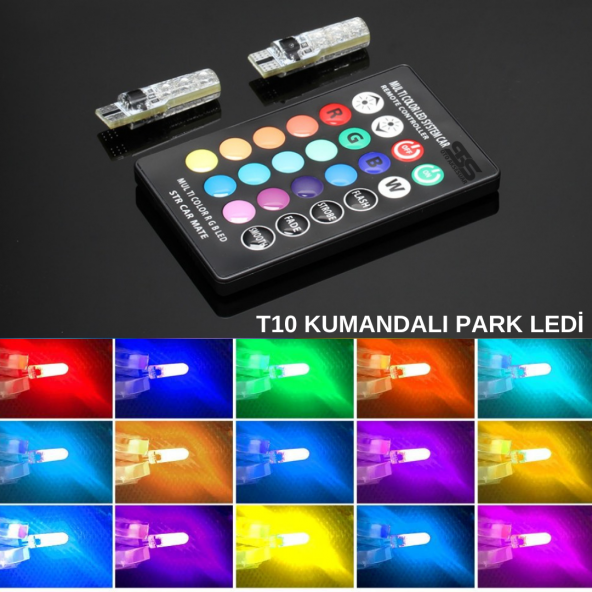 Kumandalı Rgb T10 Park Ledi Far Ledi Renkli Park Ampulü T10 Park Ledi