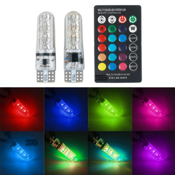 Kumandalı Rgb T10 Park Ledi Far Ledi Renkli Park Ampulü T10 Park Ledi - 2