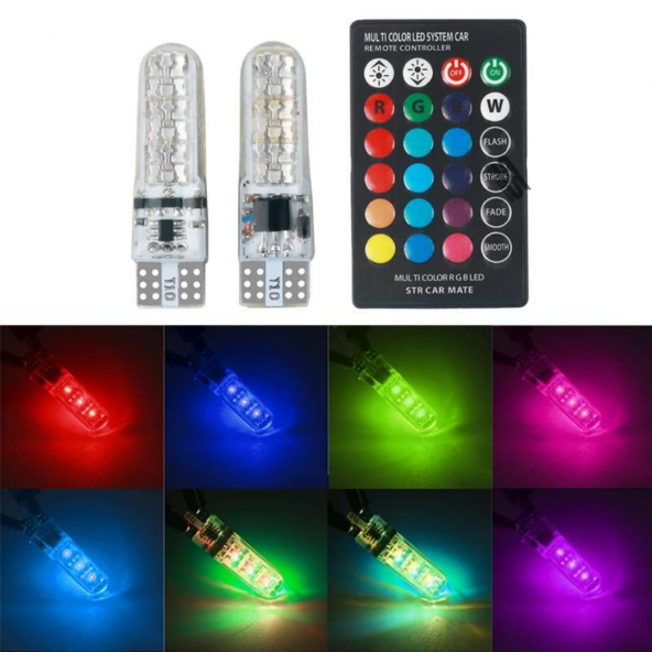 Kumandalı Rgb T10 Park Ledi Far Ledi Renkli Park Ampulü T10 Park Ledi - 5