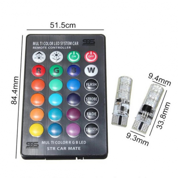 Kumandalı Rgb T10 Park Ledi Far Ledi Renkli Park Ampulü T10 Park Ledi - 6
