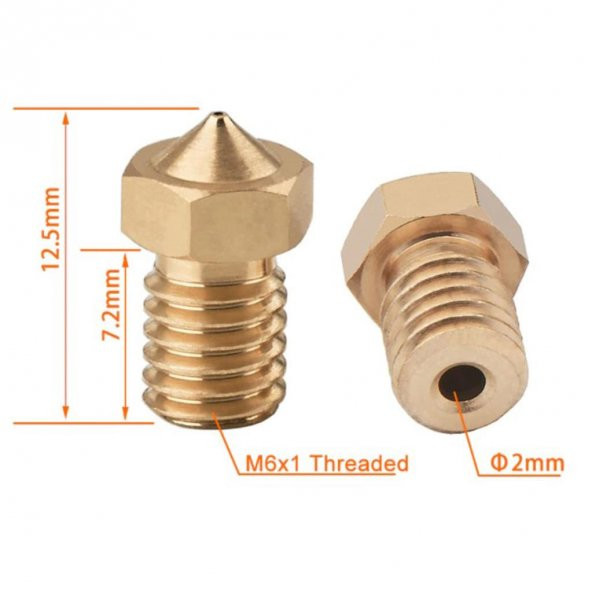 0.2 mm V6 Pirinç Nozzle - Resim 2