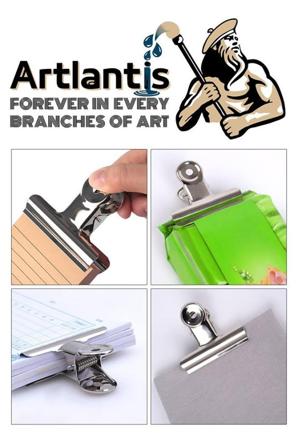 Yaylı Askılı Maşa Klips 38 mm 12 Adet Metal Beyaz Kıskaç 140 Yaprak Kapasiteli Pürüzsüz Mandal Kıskac - 6