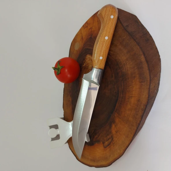 Bilezikli Et Bıçağı 0-No Kasap Bıçağı 25 cm El Yapımı Paslanmaz Dövme Çelikten Özel İmalat  Ahşap Saplı Kurban Bıçağı
