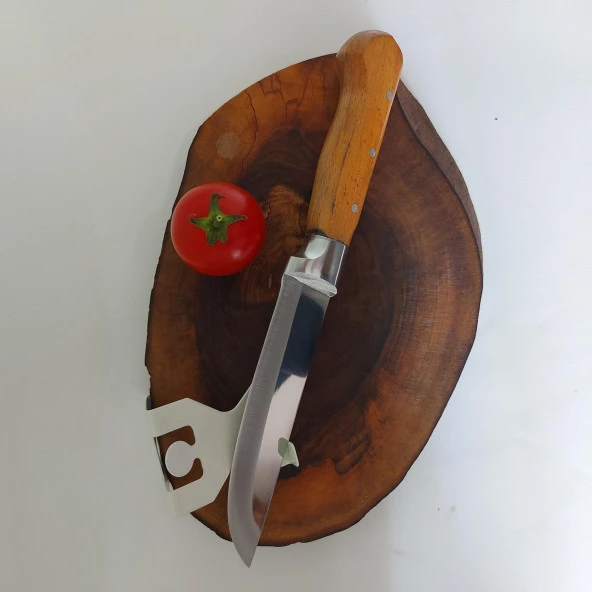 28 cm Bilezikli Et Bıçağı 1-No Kasap Bıçağı El Yapımı Paslanmaz Dövme Çelikten Özel İmalat  Ahşap Saplı Kurban Bıçağı