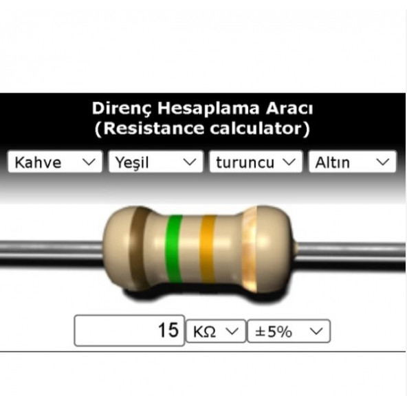 OEM 15 Kr (Kiloohm) Direnç 1 Watt (5 Adet)