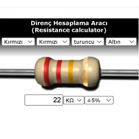 OEM 22 Kr (Kiloohm) Direnç 1/4 Watt (5 Adet)