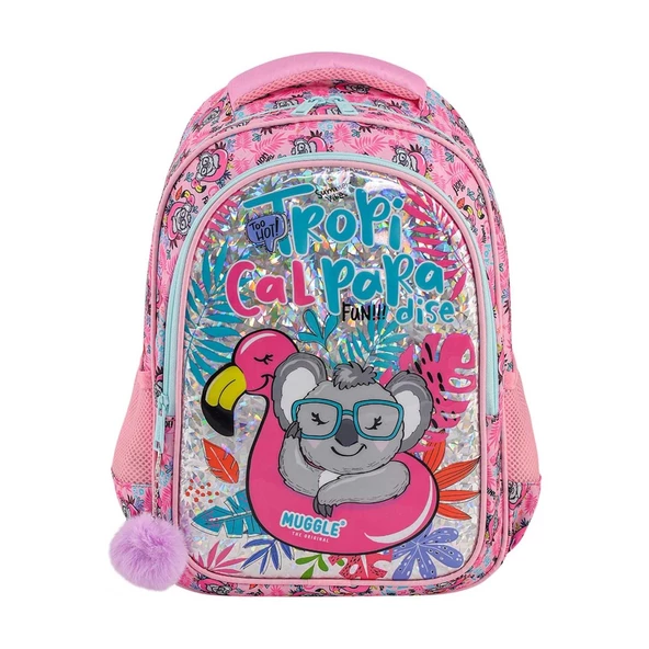 Muggle Okul Çantası Tropikal Pradice Pembe İlkokul Sırt Çantası