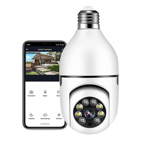 Smart Cam Gece Görüş Destekli Wifi 360 Panoramik Ampul Kamera