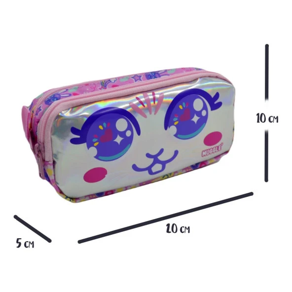 Muggle Kalem Çantası Bunny Pembe 2 Gözlü Kalemlik Çantası - 2