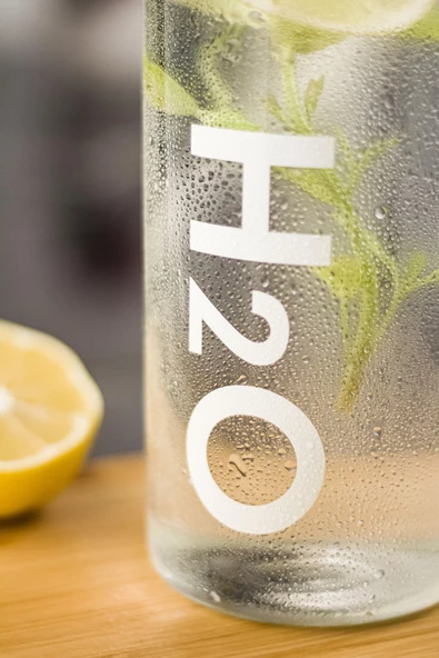 H2o Borosilikat Cam Matara Vakum Kapaklı Su Şişesi Suluk Beyaz 1000 ML - 3