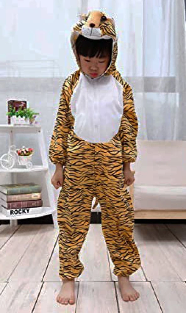 nefertiya Çocuk Kaplan Kostumu - Aslan Kostümü 2-3 Yaş 80 cm