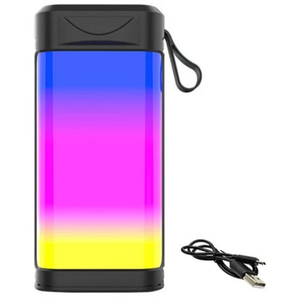nefertiya Usb Şarjlı Renkli LED Işıklı 1200 mAh 5W Portatif Müzik Sistemli Mini El Tipi Hoparlör