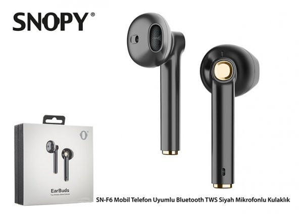 Snopy SN-F6 Siyah Mobil Telefon Uyumlu Bluetooth TWS Mikrofonlu Kulaklık