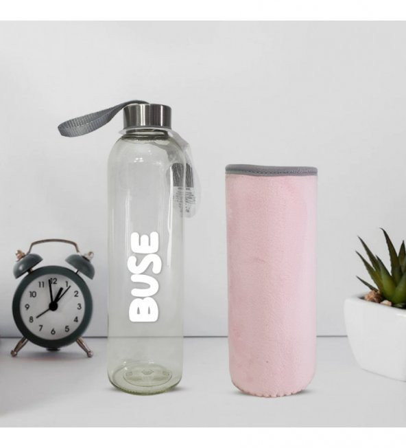 Kişiye Özel Peluş Kılıflı Cam Matara 750 Ml - 2