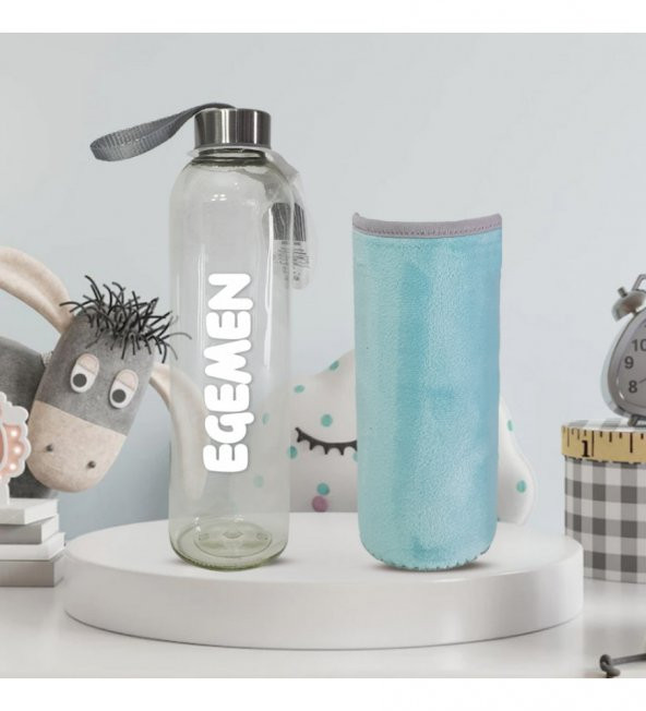 Kişiye Özel Peluş Kılıflı Cam Matara 750 Ml - 5