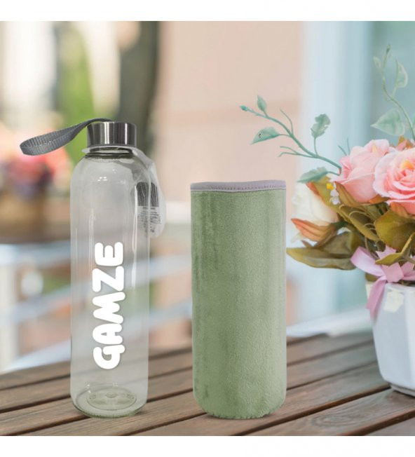 Kişiye Özel Peluş Kılıflı Cam Matara 750 Ml - 6