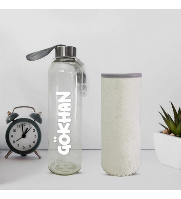 Kişiye Özel Peluş Kılıflı Cam Matara 750 Ml - 8