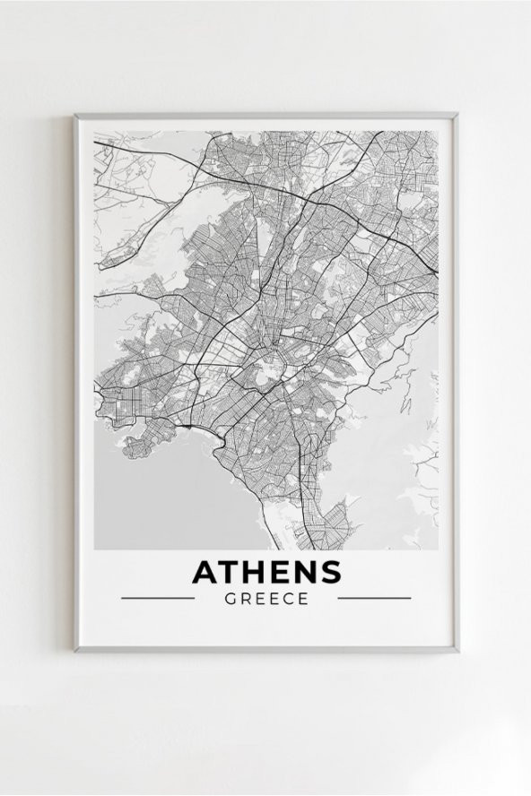 Atina Athens Haritası Şehir Haritaları Travel Seyahat Serisi Duvar Dekoru Çerçevesiz Hd Poster