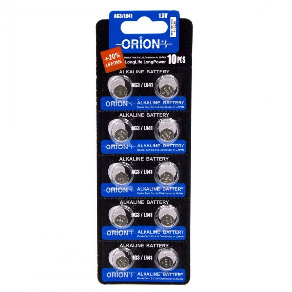 Orion AG3 LR41 392A 1.5V Alkalin Pil 10lu Paket