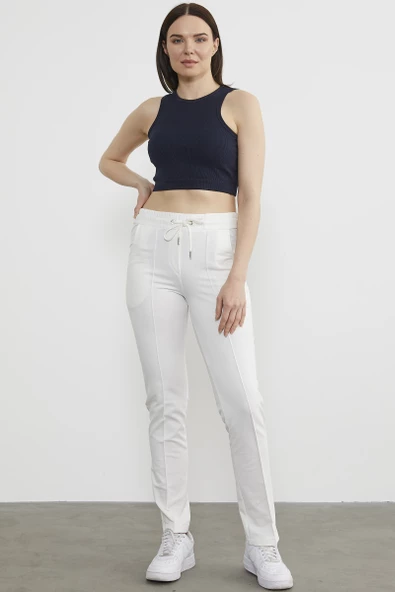 Kadın Cepli Eşofman Altı - Ekru - Resim 2