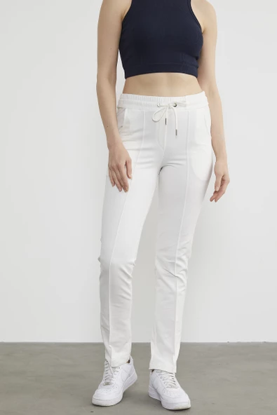 Kadın Cepli Eşofman Altı - Ekru - Resim 3