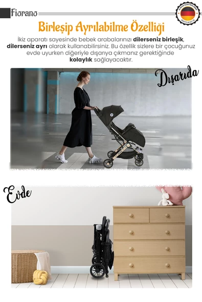 Lorelli Fiorano Yan Yana Kabin İkiz Bebek Arabası - 11