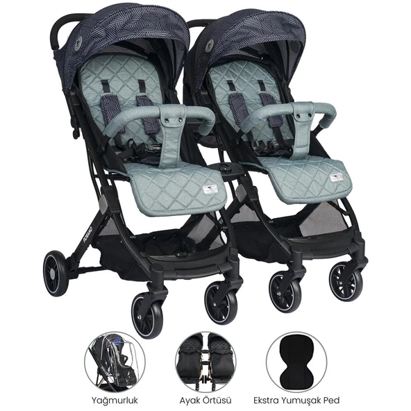 Lorelli Fiorano Yan Yana Kabin İkiz Bebek Arabası - 2